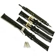 3 Leather Watch Bands & Deployment Buckle