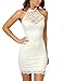 WOW CLOTHES Women's Sexy Polo Neck Floral Lace Cocktail Evening Mini Dress Party Clubwear (White)