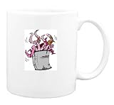 Mug with can, worms, pink, crawling, bait