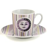 Purple Moon Espresso Cup & Saucer Demitasse set, Service for 6