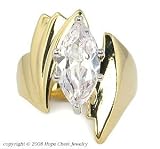 Gold CZ Rings - 14k Gold Plated Marquise CZ Right Hand Ring