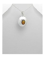 Baltic Amber Pendant Necklace In 92.5 Sterling Silver