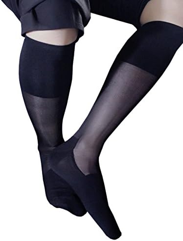 Scott Alain Creation - Novelty Men's Over the Calf Sheer Black Socks Set of 1 Pair Size 12