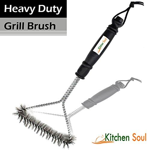 TODAY ON SALE - Barbecue Grill Brush 12'-3 sided. Compare to Weber - Heavy Duty Stainless Steel with Best Quality and Price. Best BBQ Grill Brush Tool to Clean Your Barbecue. Its Handle Makes Cleaning Easy. Accessory for Gas, Electric, and Charcoal Surfaces that Keeps the Grill Clean. Perfect gift - Enhance Your BBQ Grill Cleaning Now!