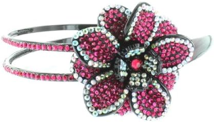 Bling Bling! Flower Headband with Hot Pink & Clear Rhinestones - Crystals. Perfect for Women, Teens & Girls, Bling Bling Hair Accessory