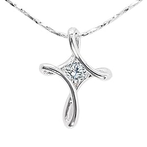Tofan 18k White Gold-plated Crystal Cross Woman's Pendant Necklaces