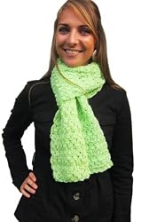 Handmade Artisan Acrylic Scarf - Soft Kiwi (Knitted Entirely By Hand)
