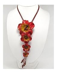 Red Flower Cotton Necklace