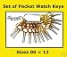 Set of 14 Pocket Watch Keys sizes 00 <12