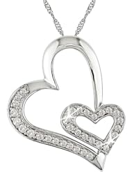 10k White Gold Diamond Heart Pendant (0.268 Cttw, G-H Color, I2-I3 Clarity), 17"