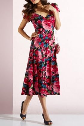 Per Una Rose Print Stretch Jersey Dress [T62-9698G-S]