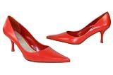 Nine West Womens Nuncio Medium Orange Leather Dress Heels