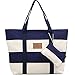 BG® Women Canvas Chic Color Blocking Blue White Shoulder Handbag
