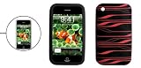 Pink Stripe Soft Silicone Skin Case Cover for Apple Iphone 3g Black