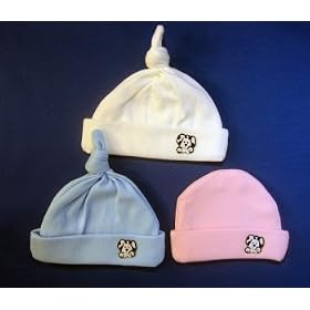 White Dalmation Dog Knotted or Capped Hat (Four sizes! Micro preemie 0-3 pounds to 12 pounds)