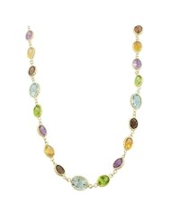 14 Karat Yellow Gold Faceted Oval-shaped Multi-gemstone Necklace (17 Inch)