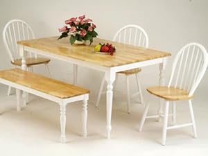 Farmhouse Design Natural And White Solid Wood Table Set Acs20247nw 20613nw 20864nw