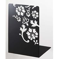 Kirie - A Pair of Black Metal Bookends with Flower Cutout Pattern