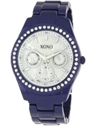 XOXO Womens XO5299A Rhinestone Accent Dark Blue Enamel Bracelet Watch