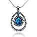 Embolden Jewelry Best New Silver and Blue Green Abalone Paua Shell Oval Teardrop Double Layered Designer Style Necklace