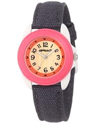 Sprout Womens ST/1040PKIVGY Black Organic Cotton Strap Bamboo Dial Casual Watch