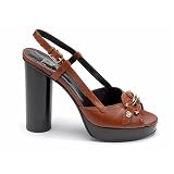 Burberry - Burberry brown leather peep toe platform sandals