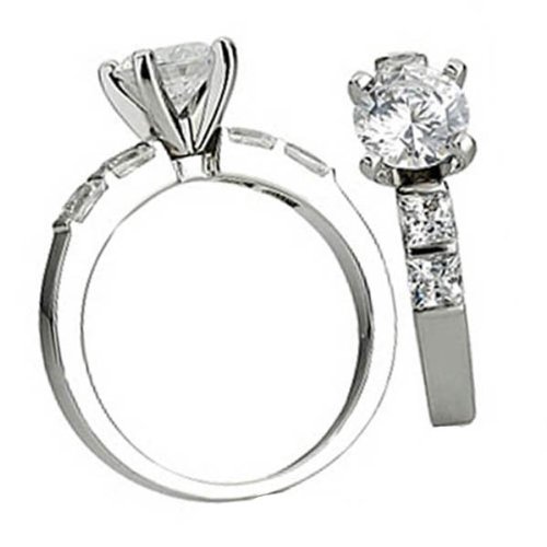 14k White Gold Princess Diamond Ladies Bridal Semi Mount Ring Engagement (0.40 cttw, H-I Color, I1 Clarity) Center not included