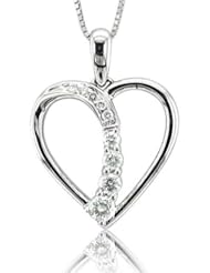 14k White Gold Journey Heart Diamond Pendant Necklace (GH, I1-I2, 0.20 carat)