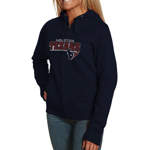 NFL Women's Houston Texans Football Classic III Long Sleeve Fullzip Fleece Hoodie (Traditional Navy, Large)