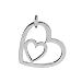 LOVE INSIDE YOU Sterling Silver Open Heart With Small Open Heart Pendant