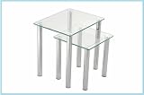 Clear Rectangular Nest Of 2 Coffee Table Set Chrome Plated New