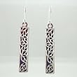 Long Dangle Leaf Design Rectangular Earrings in Sterling Silver with Patina Finish, #8946