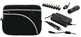 4n1 Combo - HP 2133-KR922UT 8.9-Inch AC and DC Adapter Charger - Home / Car / Airplane (Invisible Zipper Tri-Pocket - Black)