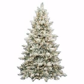 Vickerman 11989 7.5' x 62" Flkd Idaho 750 Frosted CL Lts (A871076) Flocked Christmas Trees