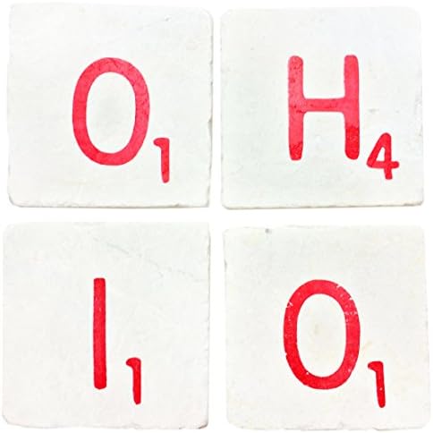 OHIO: Set of 4 Hand-Stamped Tile Coasters (Red)