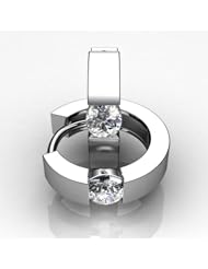 14KT White Gold Exquisite Solitaire Diamond Hoop Earrings containing Two Channel Round Brilliant Cut Diamonds Total. 1/2 CTW