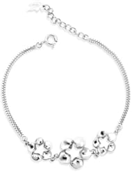 Honeystore Girls Flowers 925 Sterling Silver Link Bracelet Color White Length 7.3 inch Weight 2.9 g