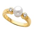18K Yellow Gold Akoya Cultured Pearl and Diamond Ring - 7.00mm