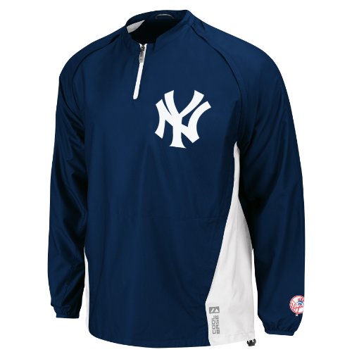 MLB New York Yankees Long Sleeve Lightweight 1/4 Zip Gamer Home Jacket, Medium Navy/White, Large On Sale