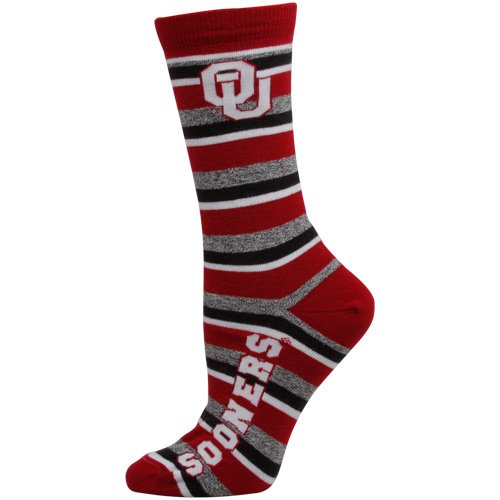 Oklahoma Sooners Womens Striped Tall Socks - Crimson-Black