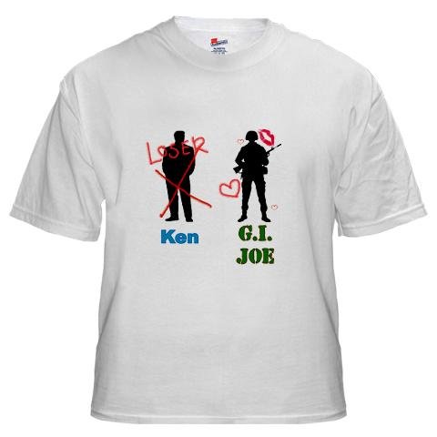  Ken vs GI Joe Military White T-Shirt by CafePress