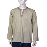 Spring Summer Clothing Men's Kurta Cotton Shirt India (Medium 40 Inches, Light Sage)