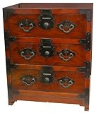 Asian Home D&eacute;cor - 26" Japanese Design Three Drawer End Table Nightstand Tansu Chest #TS103