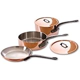 Mauviel M'Heritage Copper M250C 6501.00 5-Piece Copper Cookware Set, Cast Iron Handle