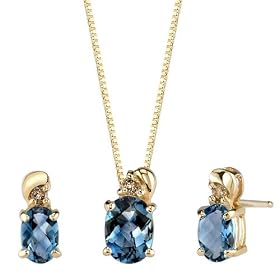 Dazzling and Lustrous 2.32 cts Oval Checkerboard London Topaz Diamond Pendant... by Peora