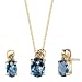 Jewelry : Dazzling and Lustrous 2.32 cts Oval Checkerboard London Topaz Diamond Pendant Earrings Set 14Kt Yellow Gold