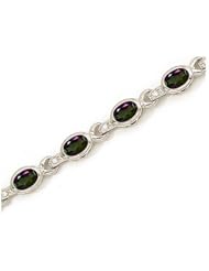 14K White Gold Oval Mystic Topaz and Diamond Bracelet