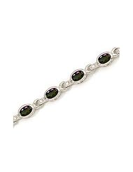 10K White Gold Oval Mystic Topaz and Diamond Bracelet