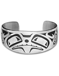 Sterling Silver Bear Northwest Coast Native American Bracelet. Made in USA.