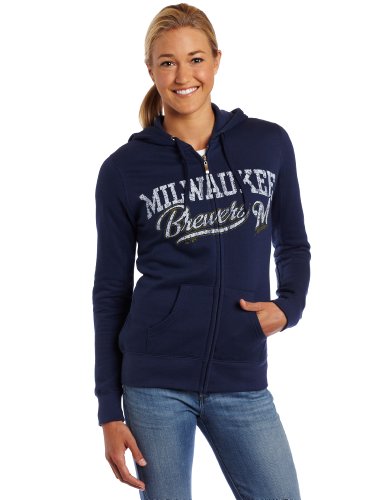 MLB Women's Milwaukee Brewers The Beauty Long Sleeve Full Zip Fleece Hoodie